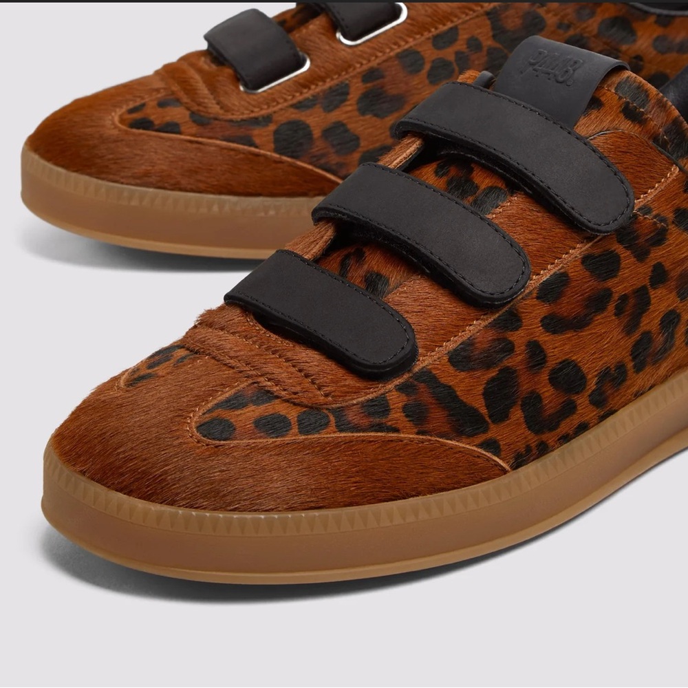 NIBox P448 Capri 2 Leo Dark Leopard Calf Hair Velcro Sneakers Size 38 - Picture 4 of 13